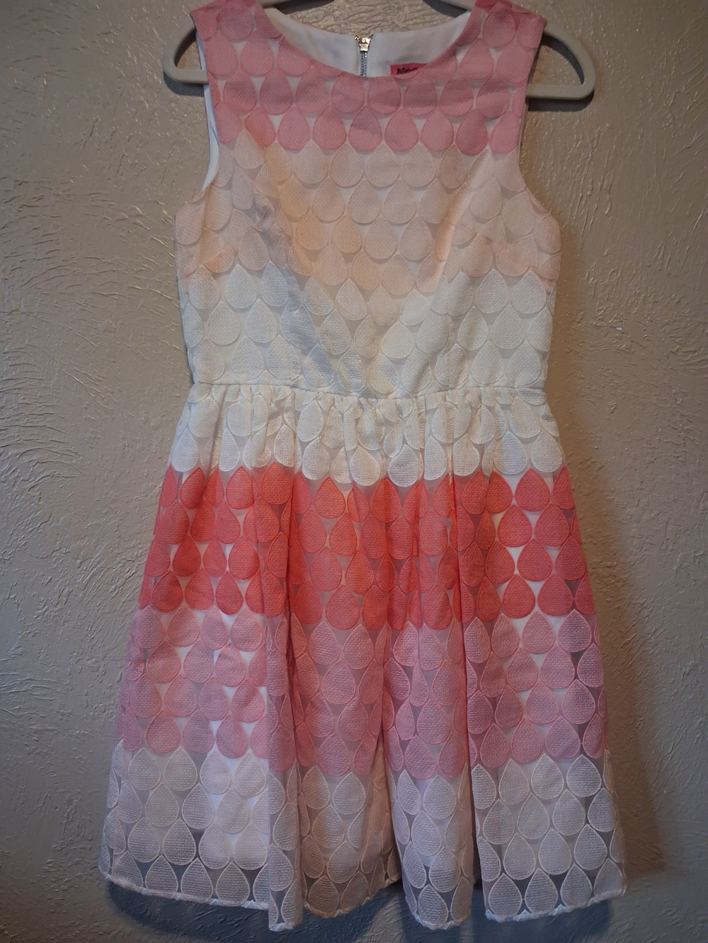 Betsey Johnson Pink, Coral & White Ombre Sleeveless Party Dress